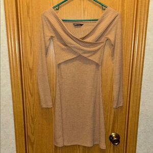 Elegant Tan Long Sleeve Dress